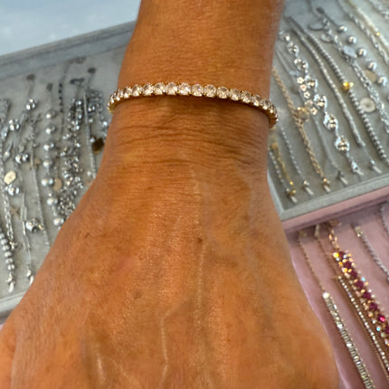 NUOVO Shelly Bracciale Donna Tennis Elastico Acciaio Dorato Cristalli Colorati