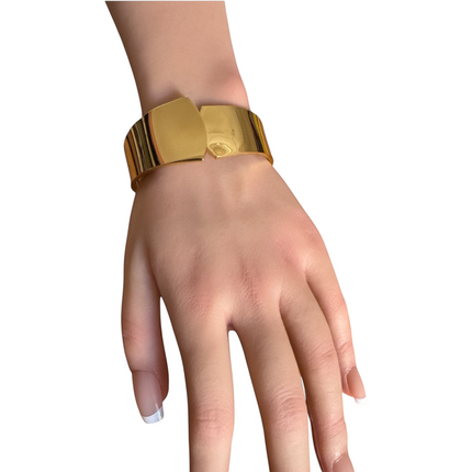 Bracciale Donna Shelly Rigido Acciaio Inox Bicolore Argento Oro Minimal