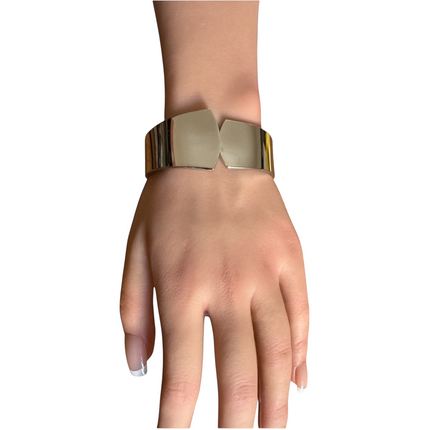 Bracciale Donna Shelly Rigido Acciaio Inox Bicolore Argento Oro Minimal