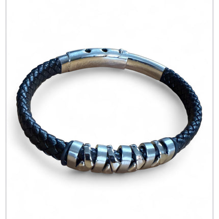 Bracciale Uomo Intrecciato Nero Acciaio Inox Chiusura Scatto BR-STEGOLD-02
