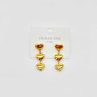 Orecchini  donna pendenti 3 Cuori Gold in Acciaio 316L – Eleganti leggeri anallergici