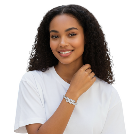 Bracciale Donna Shelly Tennis Acciaio Inox Zirconi Marquise 18cm