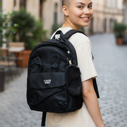 Nuovo Enrico Coveri World Zaino Azzurro con Pochette Multitasche Unisex Scuola