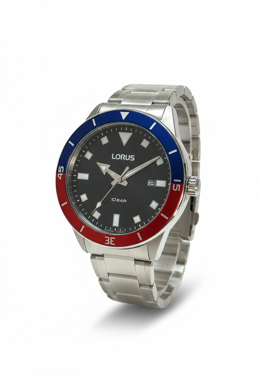 Orologio al quarzo acciaio data lunetta bicolore LORUS uomo sport