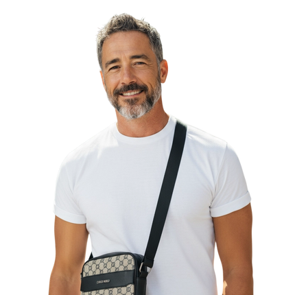 Borsa Tracolla Uomo Coveri World Monogram Marrone Borsello Tasche CW4722