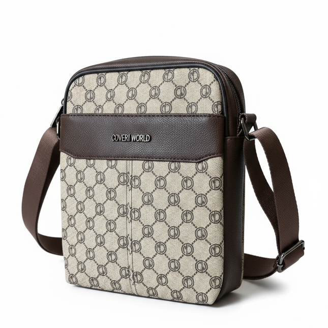 Borsa Tracolla Uomo Coveri World Monogram Marrone Borsello Tasche CW4722