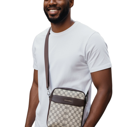 Borsa Tracolla Uomo Coveri World Monogram Marrone Borsello Tasche CW4722