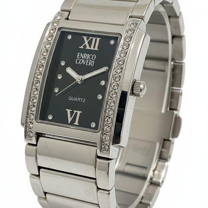 Orologio Donna Enrico Coveri Rettangolare Cristalli Silver Rose Gold EC0883