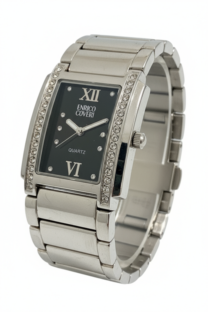 Enrico Coveri Orologio Donna Rettangolare con Cristalli – Silver o Rose