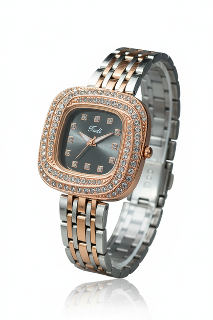 Orologio Donna Acciaio Zirconi Quadrante Colorato Bracciale Maglia