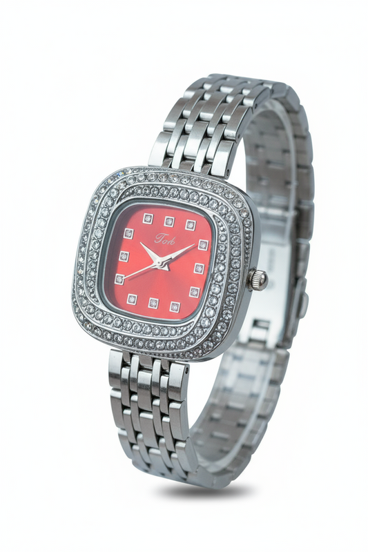 Orologio Donna Acciaio Zirconi Quadrante Colorato Bracciale Maglia