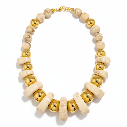 Collana Donna Resina Metallo Dorato Design Contemporaneo Leggera Versatile