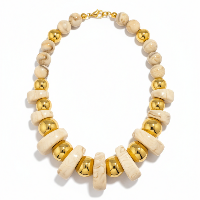 Collana Donna Resina Metallo Dorato Design Contemporaneo Leggera Versatile