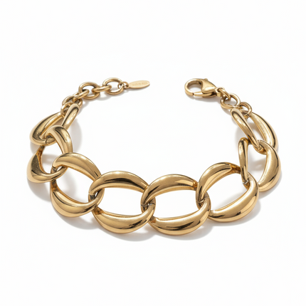 Bracciale Donna Catena Maglie XL Oro Argento Regolabile Bold Statement