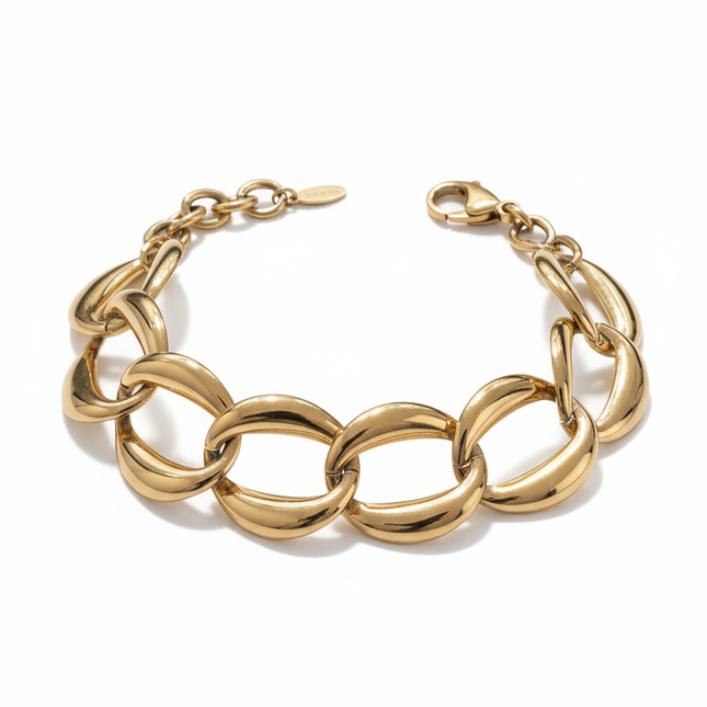 Bracciale Donna Catena Maglie XL Oro Argento Regolabile Bold Statement