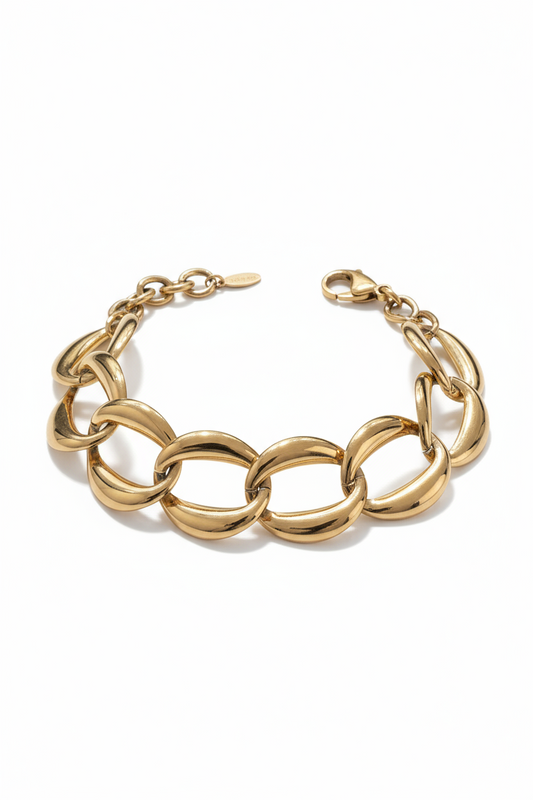 Bracciale Catena Donna Maglie XL – Oro o Argento, Regolabile