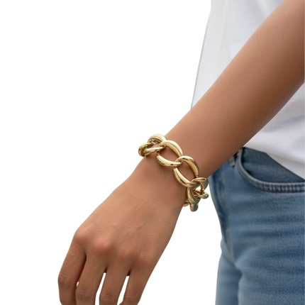 Bracciale Donna Catena Maglie XL Oro Argento Regolabile Bold Statement