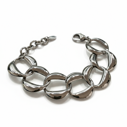 Bracciale Donna Catena Maglie XL Oro Argento Regolabile Bold Statement