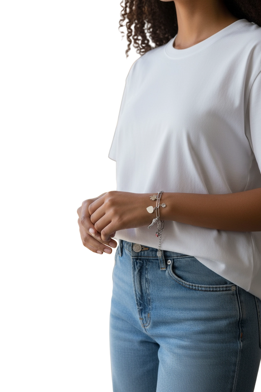Bracciale Donna Portafortuna Charms – Regolabile Silver, Ciondoli Lucky