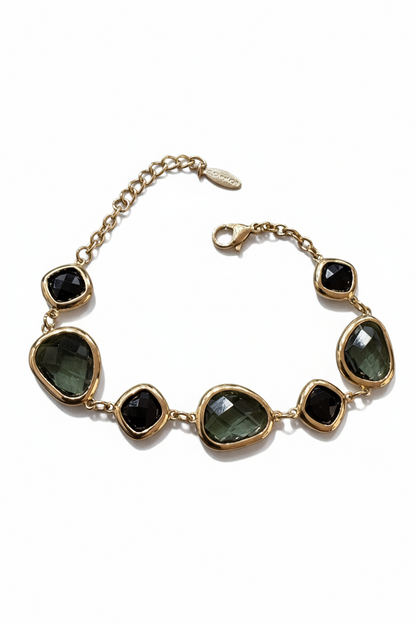 Bracciale Donna Vetro Colorato Verde – Silver o Gold Regolabile