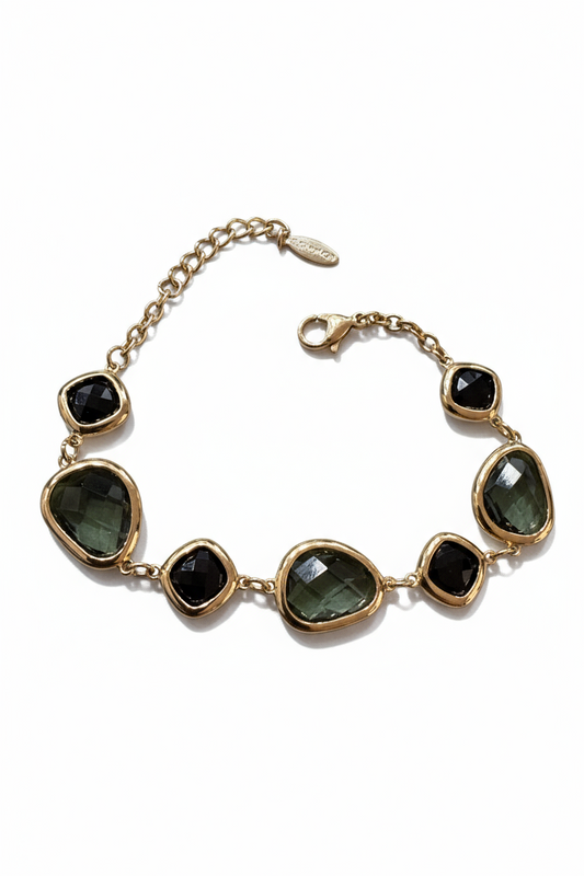 Bracciale Donna Vetro Colorato Verde – Silver o Gold Regolabile