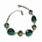Bracciale Donna Vetro Colorato Verde Silver Gold Regolabile Leggero
