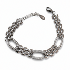 Bracciale Donna Acciaio Maglie Ovali Pavé Cristalli Silver Gold Regolabile