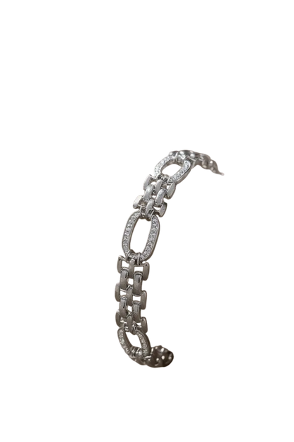 Bracciale Donna Maglie Multiple con Ovali Pavé – Silver o Gold