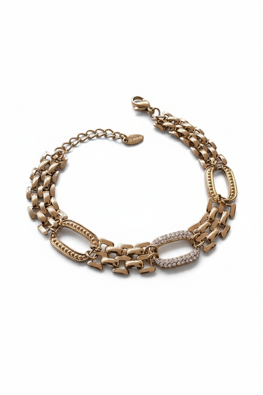 Bracciale Donna Maglie Multiple con Ovali Pavé – Silver o Gold