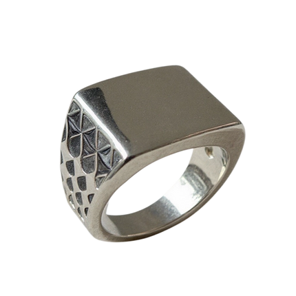 Anello Chevalier Uomo Rettangolare Silver Acciaio – Geometrico, Misura 19