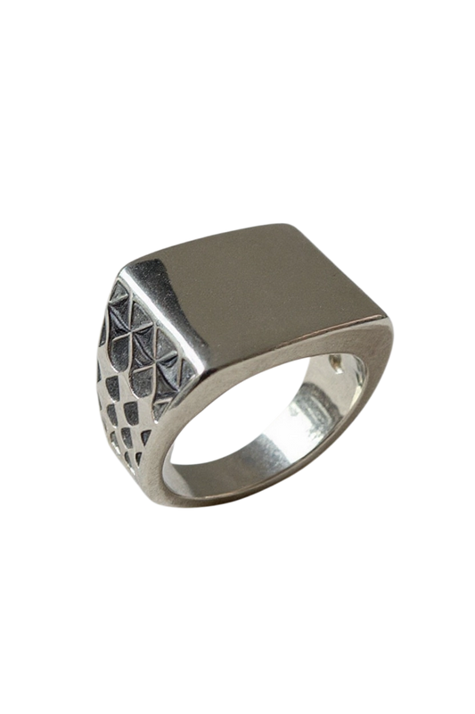 Anello Chevalier Uomo Rettangolare Silver Acciaio – Geometrico, Misura 19