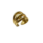 Anello Donna Shelly Acciaio Oro Tre Fasce Regolabile Misura 16