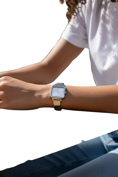 Orologio OPSOBJECTS Quadrato Donna – Cinturino in Acciaio Argento Quarzo