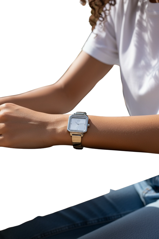 Orologio OPSOBJECTS Quadrato Donna – Cinturino in Acciaio Argento Quarzo