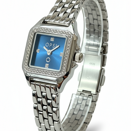 Orologio Donna OpsObjects Quadrato Acciaio Argento Blu o Oro