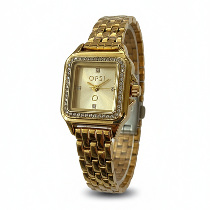 Orologio Donna OpsObjects Quadrato Acciaio Argento Blu o Oro