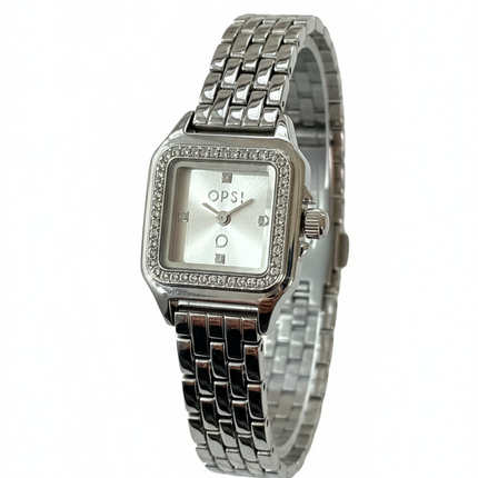 Orologio Donna OpsObjects Quadrato Acciaio Argento Blu o Oro
