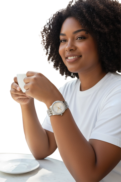 Orologio Donna OPSOBJECTS Tondo Acciaio Argento | Lunetta con Cristalli