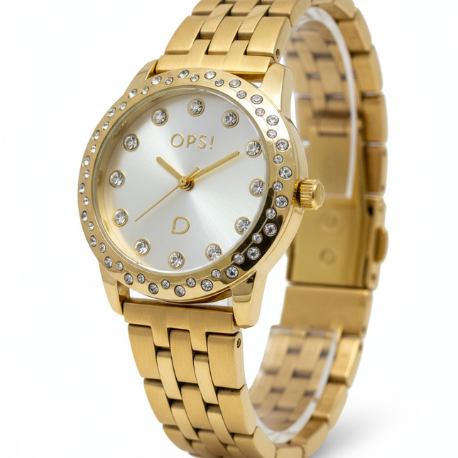 Orologio Donna OpsObjects Acciaio Dorato Cristalli OPSPW1002