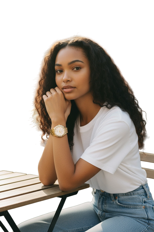 OPSObjects – Orologio Donna Tondo Dorato con Cristalli e Bracciale Acciaio