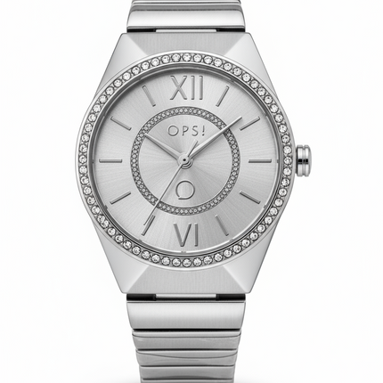 Orologio Donna OpsObjects Acciaio Silver Cristalli Chiusura Gioiello OPSPW896