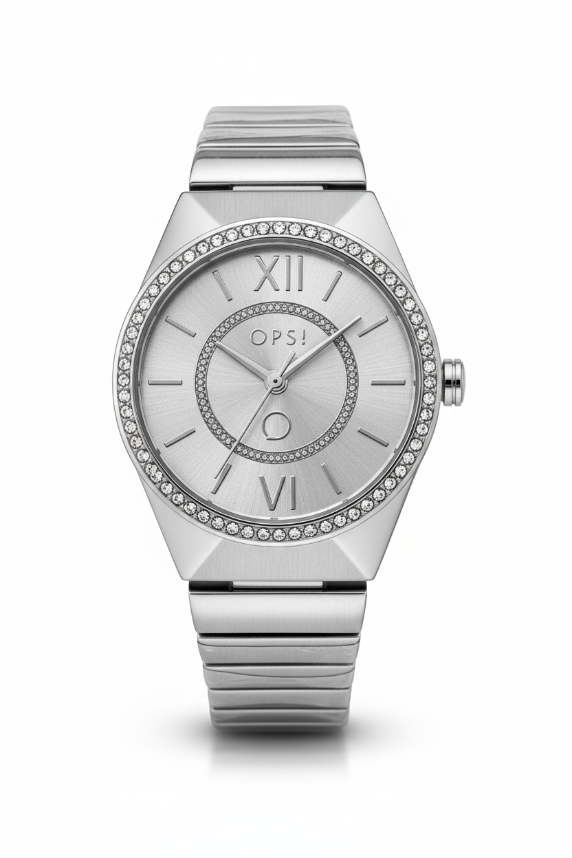 Orologio Donna OpsObjects Acciaio Silver con Cristalli, Chiusura a Gioielleria