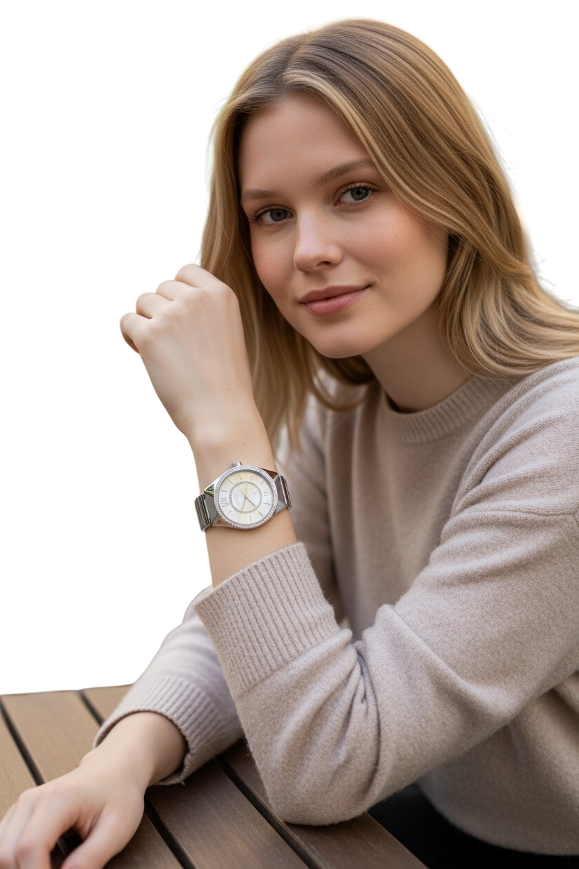 Orologio Donna OpsObjects Acciaio Silver con Cristalli, Chiusura a Gioielleria