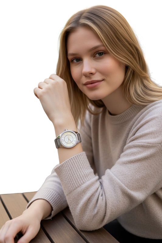 Orologio Donna OpsObjects Acciaio Silver con Cristalli, Chiusura a Gioielleria