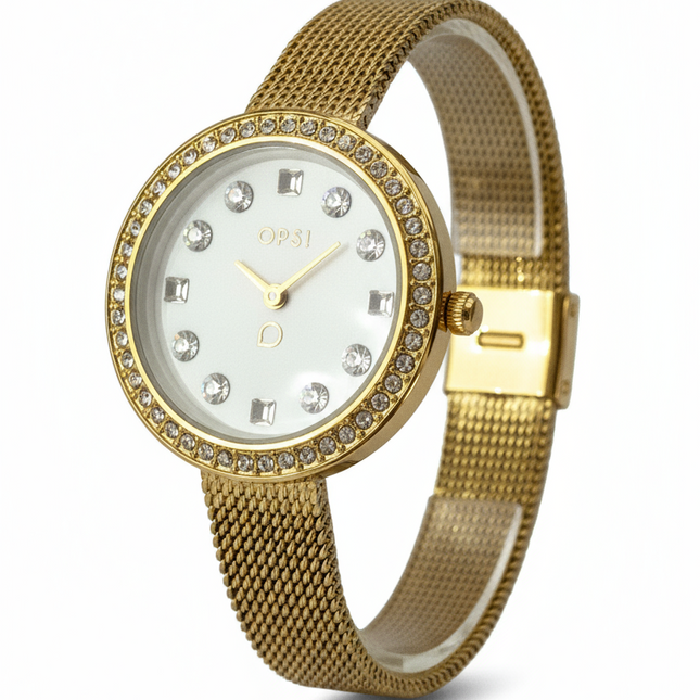 Orologio Donna OpsObjects Glam Shine Maglia Milano Oro Cristalli OPSPW971