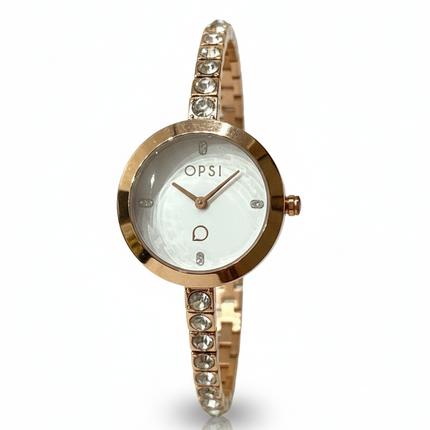 Orologio Donna OpsObjects Bracciale Rigido Cristalli Oro Rosa Quarzo OPSPW974
