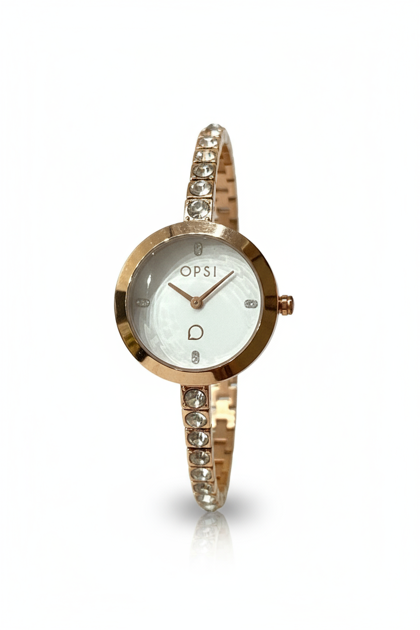 OpsObjects Orologio Donna Elegante Bracciale Cristalli Quadrante Bianco Stile Gioiello