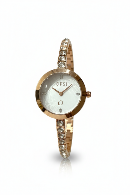 OpsObjects Orologio Donna Elegante Bracciale Cristalli Quadrante Bianco Stile Gioiello