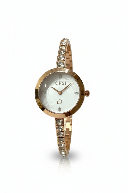 OpsObjects Orologio Donna Elegante Bracciale Cristalli Quadrante Bianco Stile Gioiello
