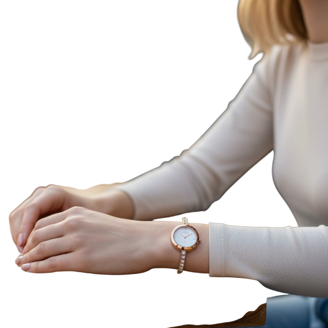 Orologio Donna OpsObjects Bracciale Rigido Cristalli Oro Rosa Quarzo OPSPW974